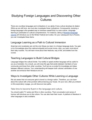 SIFIL- Studying Foreign Languages and Discovering Other Cultures