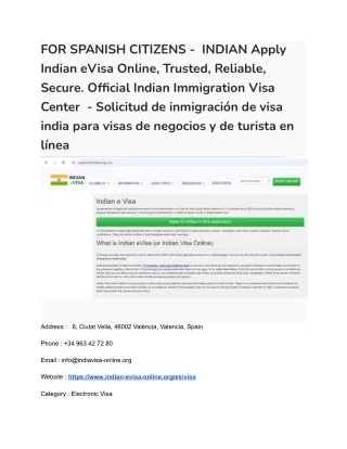 19 FOR SPANISH CITIZENS -  INDIAN Apply Indian eVisa Online, Trusted, Reliable, Secure. Official Indian Immigration Visa