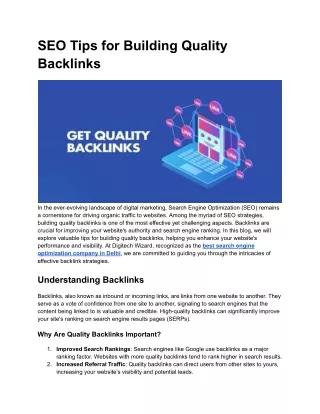 SEO Tips for Building Quality Backlinks