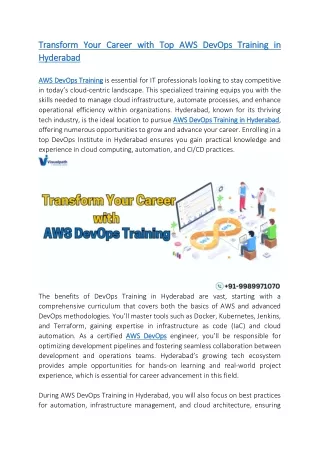 AWS DevOps Training in Hyderabad | DevOps Institute in Hyderabad