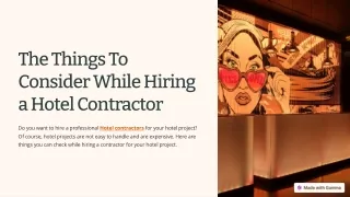 The Things To Consider While Hiring a Hotel Contractor