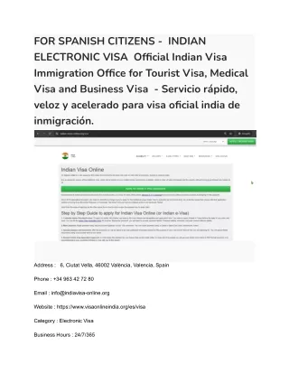 20 FOR SPANISH CITIZENS -  INDIAN ELECTRONIC VISA  Official Indian Visa Immigration Office for Tourist Visa, Medical Vis