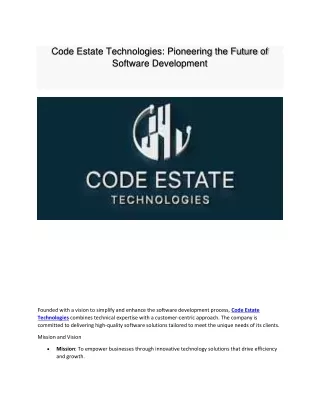 Code Estate Technologies: Pioneering the Future of Software Development