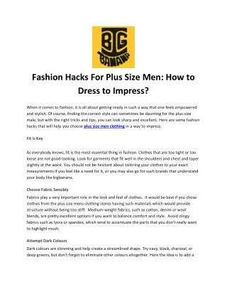 Fashion Hacks For Plus Size Men How to Dress to Impress