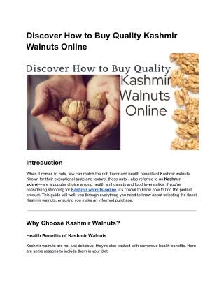 Discover How to Buy Quality Kashmir Walnuts Online