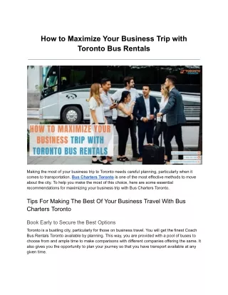 How to Maximize Your Business Trip with Toronto Bus Rentals