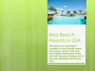 Best Beach Resorts In USA