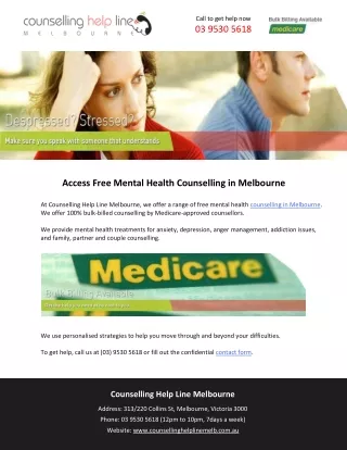 Access Free Mental Health Counselling in Melbourne