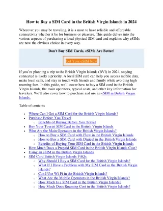 How to Buy a SIM Card in the British Virgin Islands in 2024