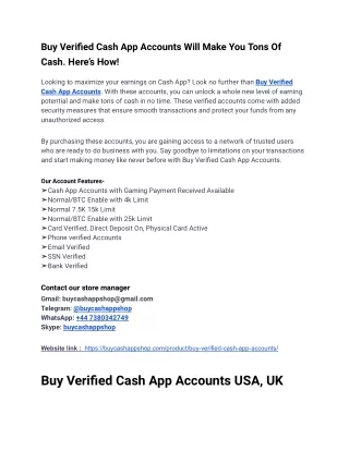 World Best Guide To Buy Verified Cash App Accounts