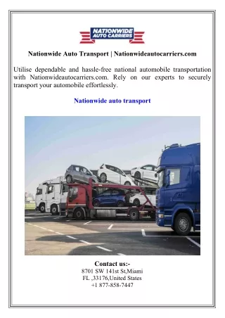 Nationwide Auto Transport  Nationwideautocarriers.com