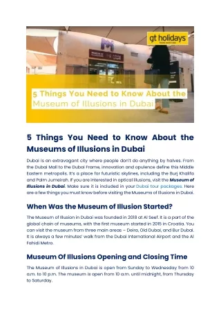 Why Visit the Museum of Illusions in Dubai