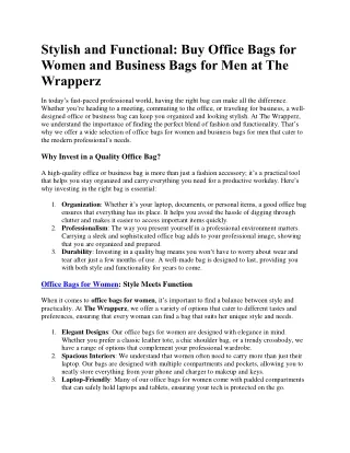 Buy Business Bags for Men and Women at The Wrapperz