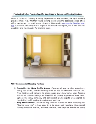 Finding the Perfect Flooring Near Me Your Guide to Commercial Flooring Solutions