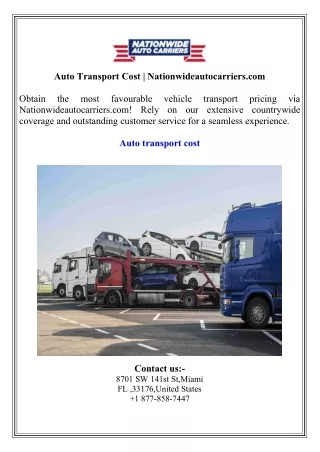 Auto Transport Cost  Nationwideautocarriers.com