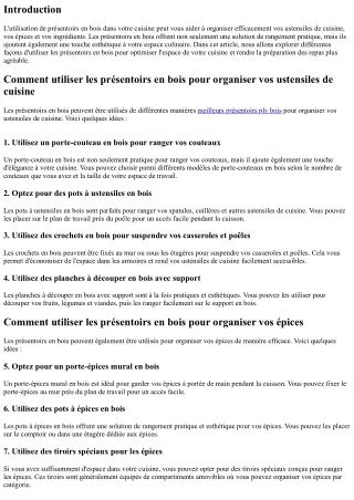Comment utiliser les présentoirs en bois pour organiser efficacement votre cuisi
