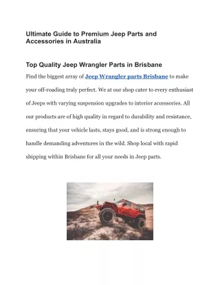 Ultimate Guide to Premium Jeep Parts and Accessories in Australia