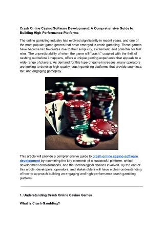 Crash Online Casino Software Development: A Comprehensive Guide to Building High