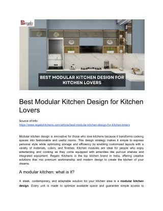 Best Modular Kitchen Design for Kitchen Lovers