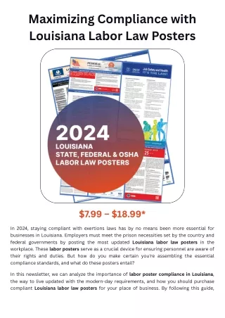 State & Federal Labor Law Posters for Louisiana Businesses
