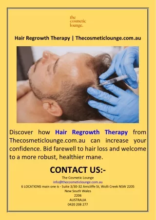 Hair Regrowth Therapy  Thecosmeticlounge.com.au