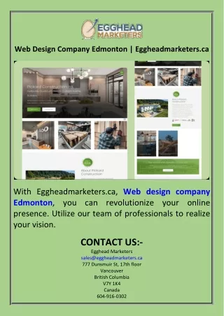 Web Design Company Edmonton  Eggheadmarketers.ca