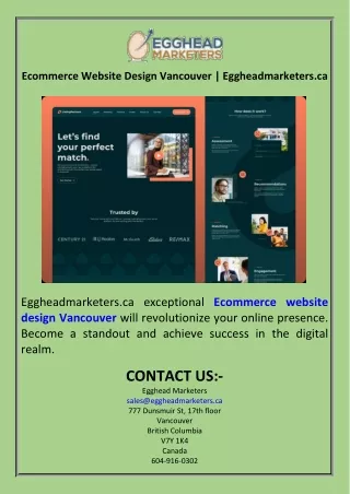 Ecommerce Website Design Vancouver  Eggheadmarketers.ca