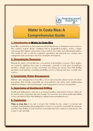 Water in Costa Rica A Comprehensive Guide