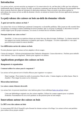 La polyvalence des caisses en bois au-delà du domaine viticole