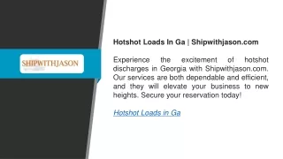Hotshot Loads In Ga Shipwithjason.com