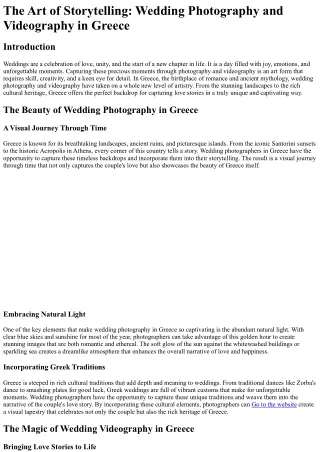 The Art of Storytelling Wedding Photography and Videography in Greece