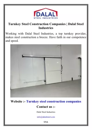 Turnkey Steel Construction Companies   Dalal Steel Industries