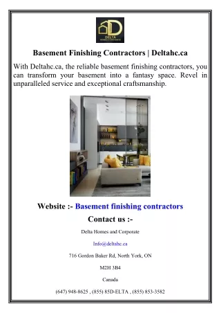 Basement Finishing Contractors   Deltahc.ca