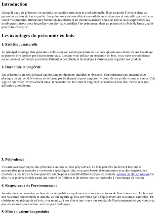 Les raisons d'investir dans un présentoir en bois de haute qualité