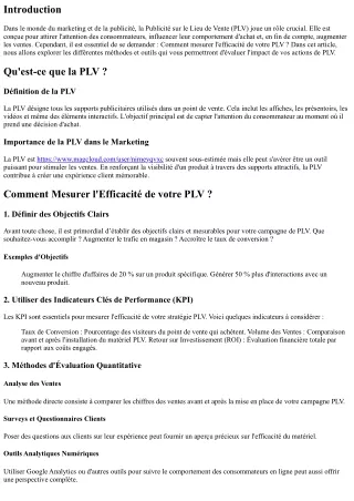 Comment Mesurer l'Efficacité de votre PLV