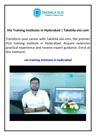 Vlsi Training Institutes In Hyderabad Takshila-vlsi.com