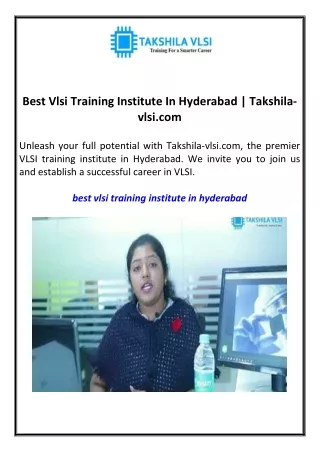 Best Vlsi Training Institute In Hyderabad Takshila-vlsi.com