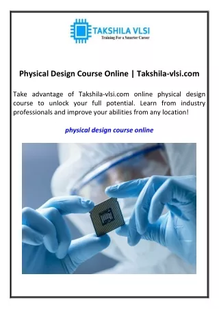 Physical Design Course Online  Takshila-vlsi.com