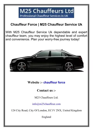 Chauffeur Force   M25 Chauffeur Service Uk