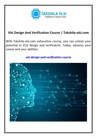 Vlsi Design And Verification Course Takshila-vlsi.com