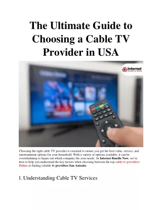The Ultimate Guide to Choosing a Cable TV Provider in USA