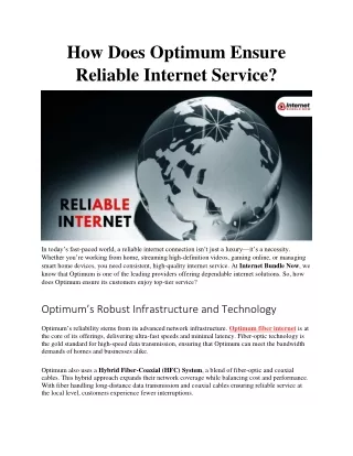 How Does Optimum Ensure Reliable Internet Service