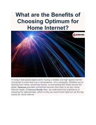 What are the Benefits of Choosing Optimum For Home Internet.docx