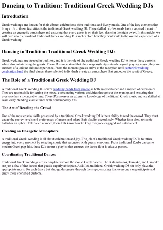 Dancing to Tradition Traditional Greek Wedding DJs