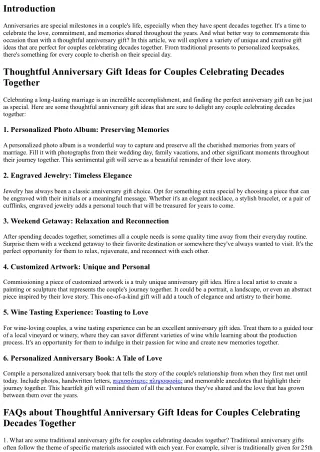 Thoughtful Anniversary Gift Ideas for Couples Celebrating Decades Together