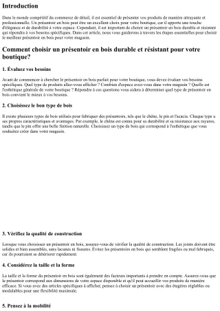 Comment choisir un présentoir en bois durable et résistant pour votre boutique