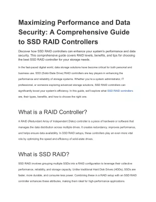 Maximizing Performance and Data Security_ A Comprehensive Guide to SSD RAID Controllers