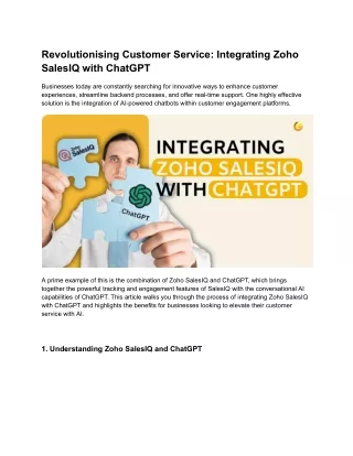 Revolutionising Customer Service: Integrating Zoho SalesIQ with ChatGPT