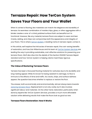 Terrazzo Repair_ How TerCon System Saves Your Floors and Your Wallet
