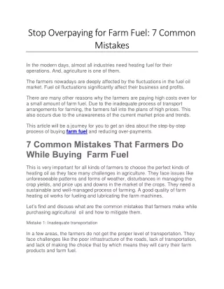 Stop Overpaying for Farm Fuel: 7 Common Mistakes